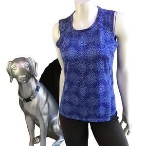 L.L. Bean Circle Print Blue Tank Top with Zipped Pocket Women’s Size Small